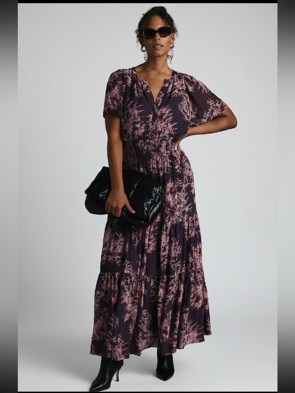 Anthropologie SOMERSET CHIFFON Purple Floral Maxi Dress 💗💗